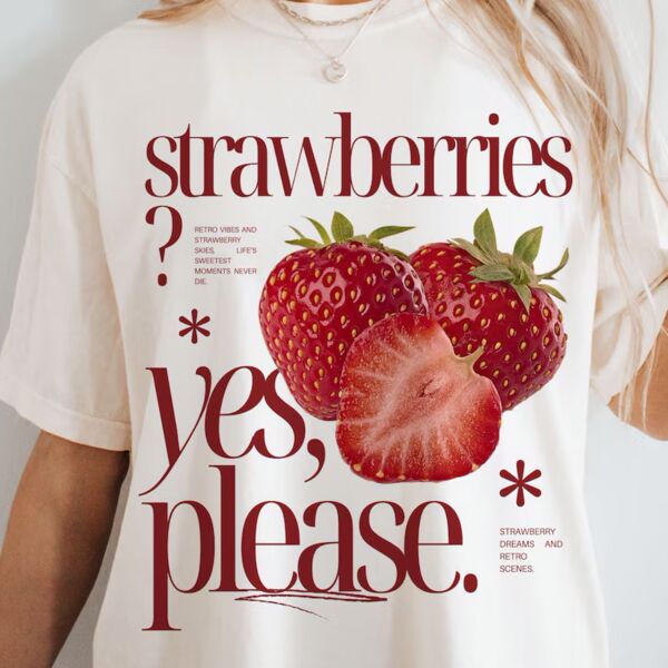 Retro Strawberry Shirt Vintage Style T-Shirt Thumbnail