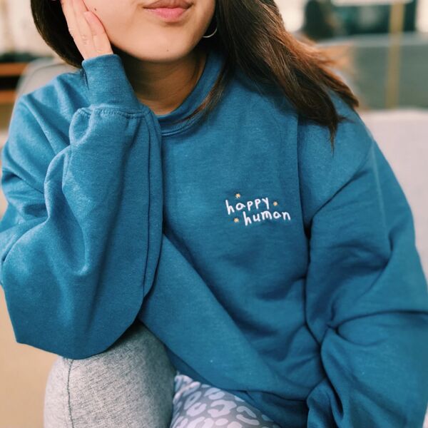 Happy Human Embroidered Crewneck Thumbnail