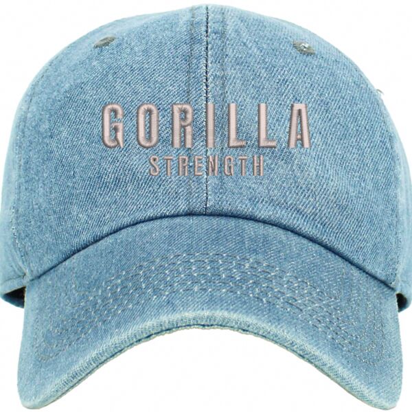 Gorilla Strength Embroidered Denim Dad Hat Thumbnail